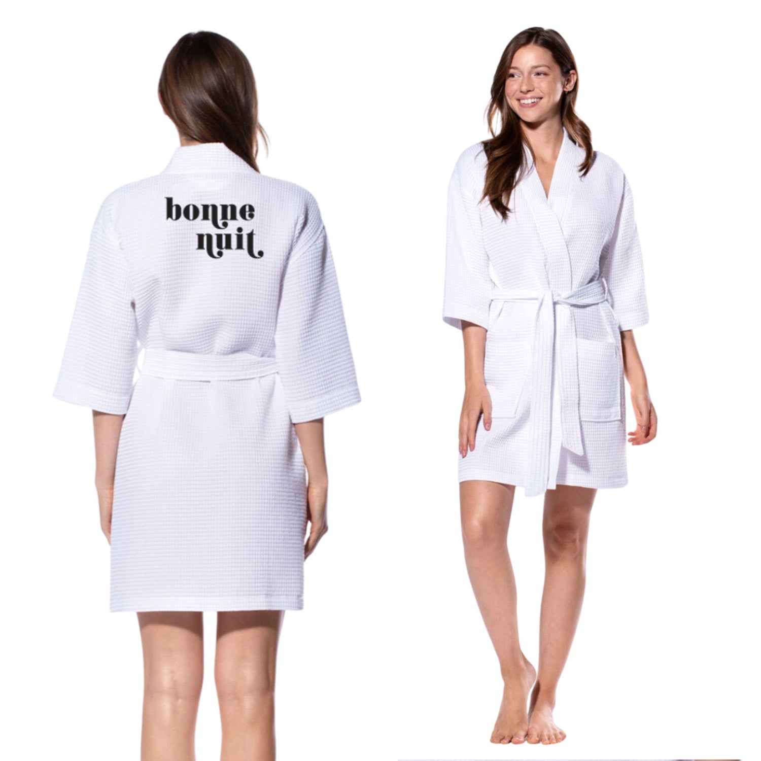 Bonne Nuit - White Waffle Robe