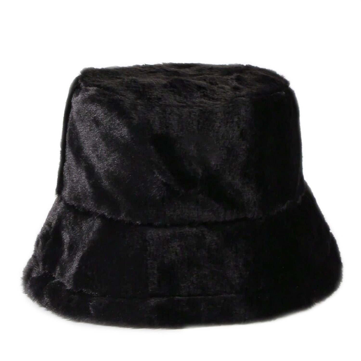 Black Faux Fur Bucket Hat