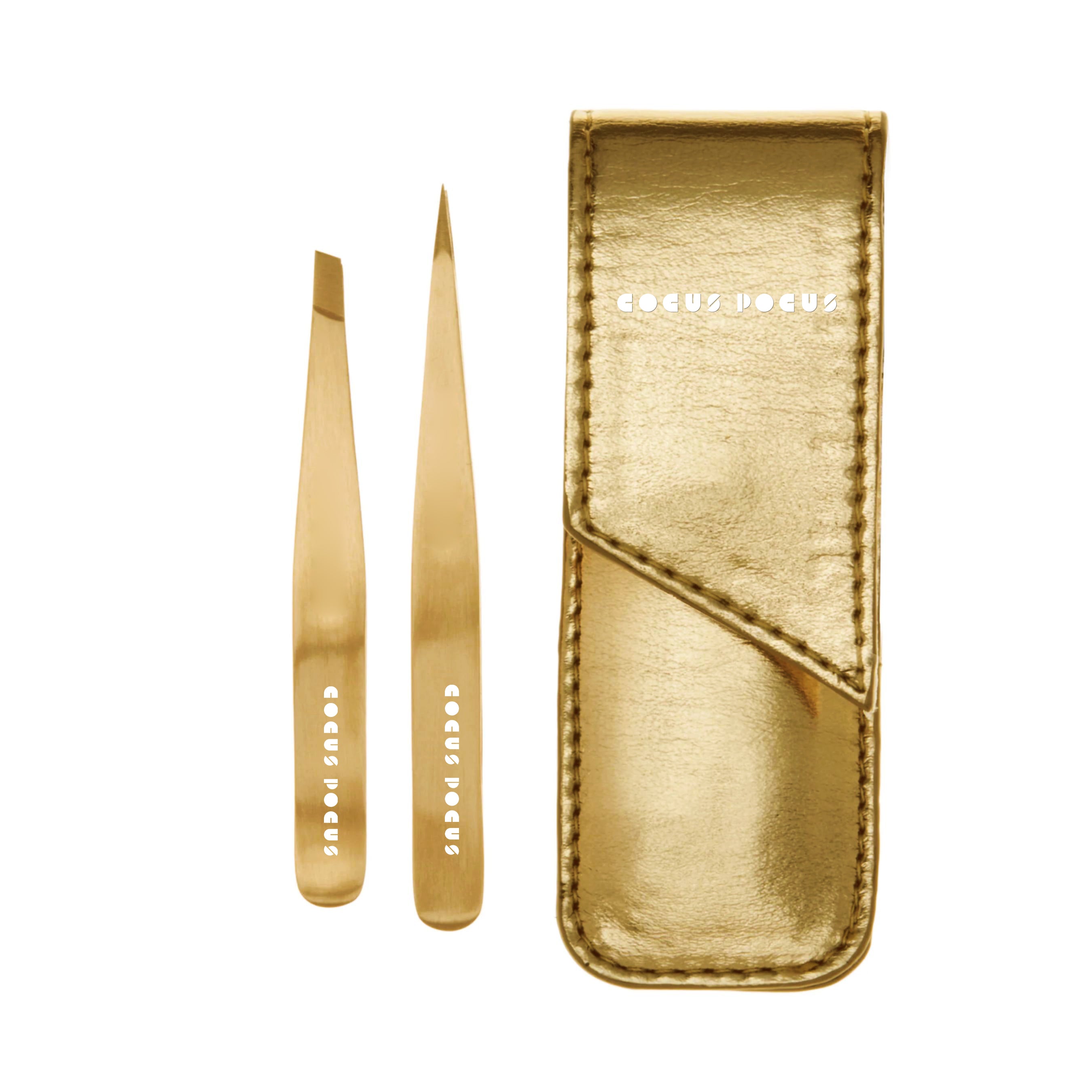 Slant & Point Tweezers Set (Gold)