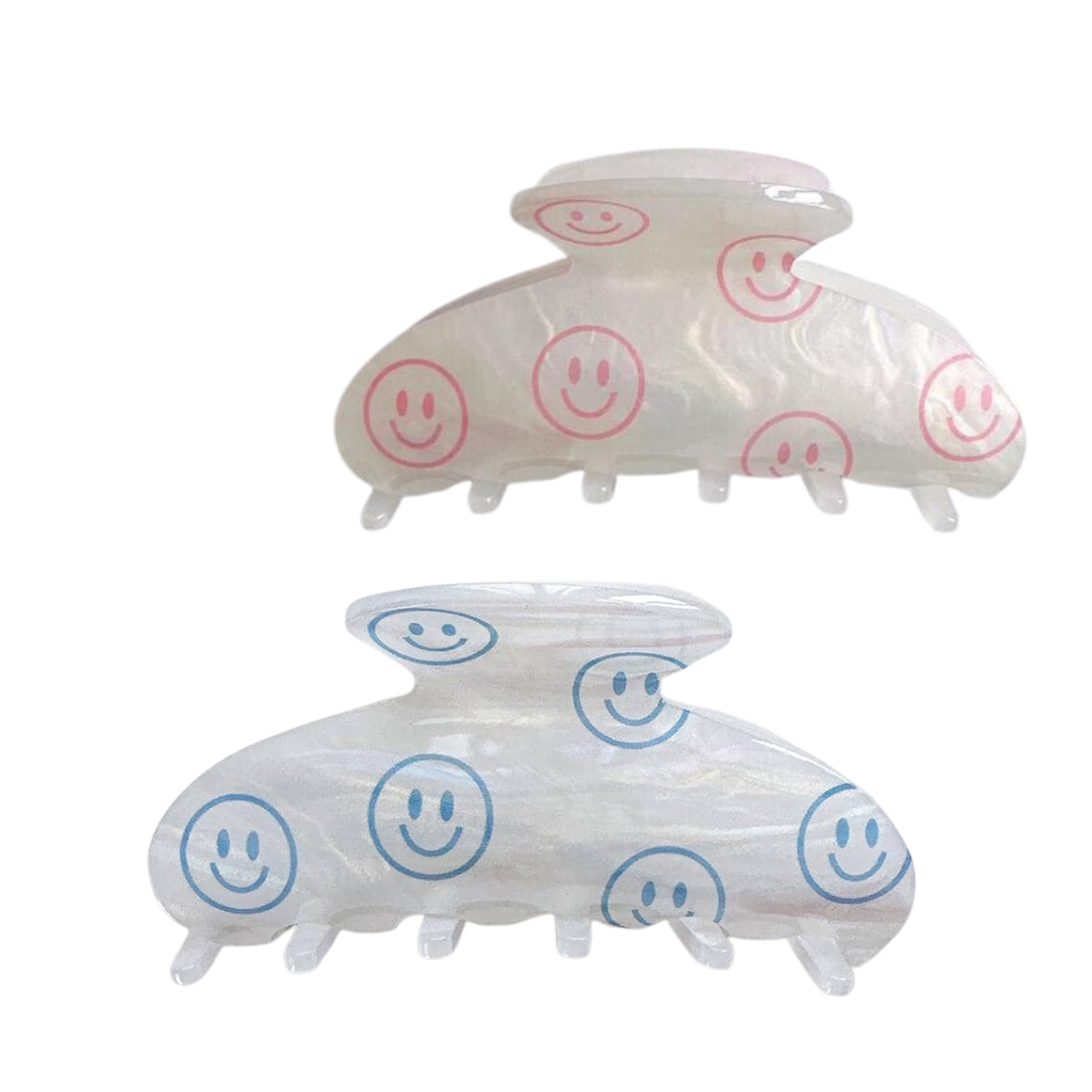 Set of Two Smiley Claw Clips