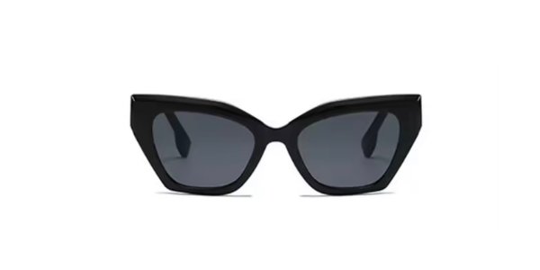 Grace cat eye sunglasses with black frames and dark lenses, front view
