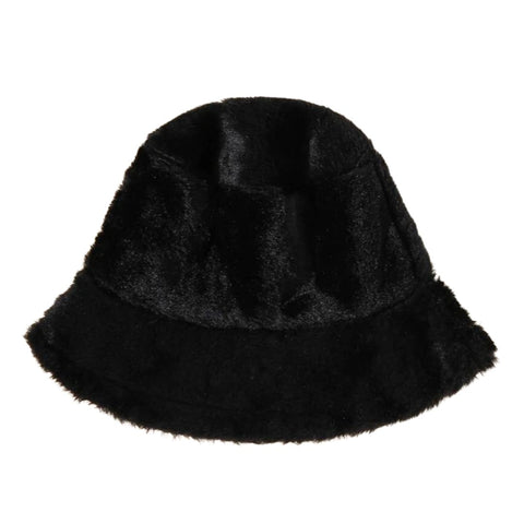 Black Faux Fur Bucket Hat