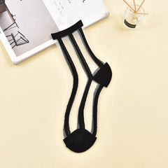Vertical Stripe Sheer Anklet Socks