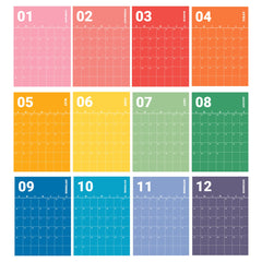 12 Month Calendar in Different Colors