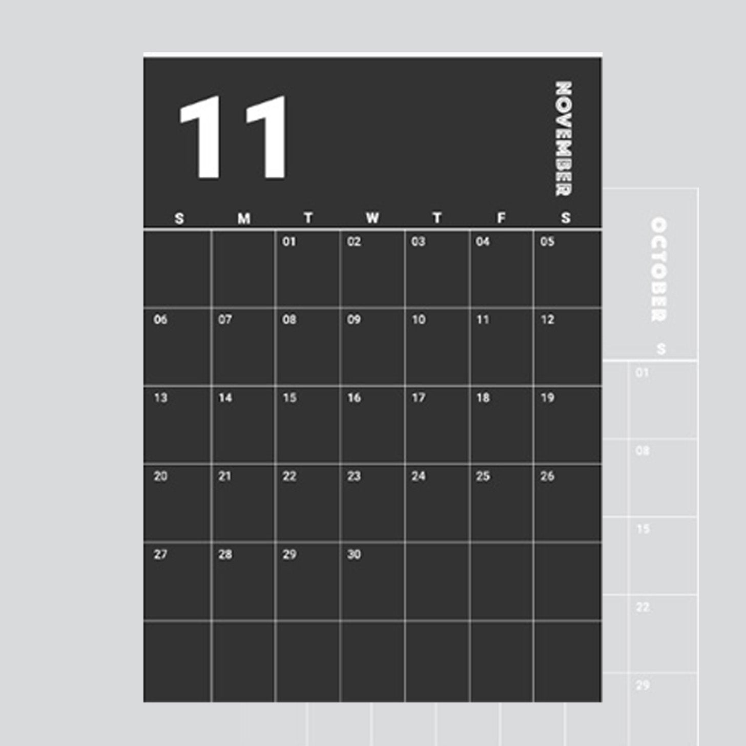 15 Shades of Grey Wall Planner