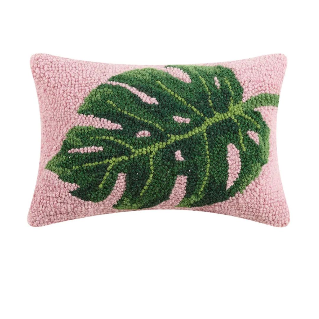 Monstera Leaf Hooked Pillow