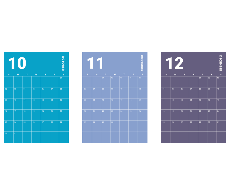 3 Month Rainbow Wall Planner