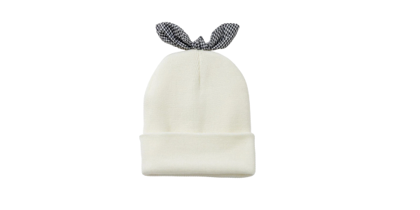 Bow Beanie – White/Gingham