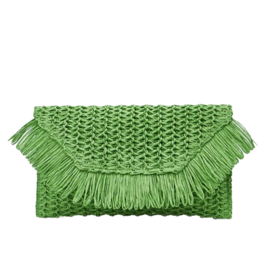 Straw Clutch in Lime