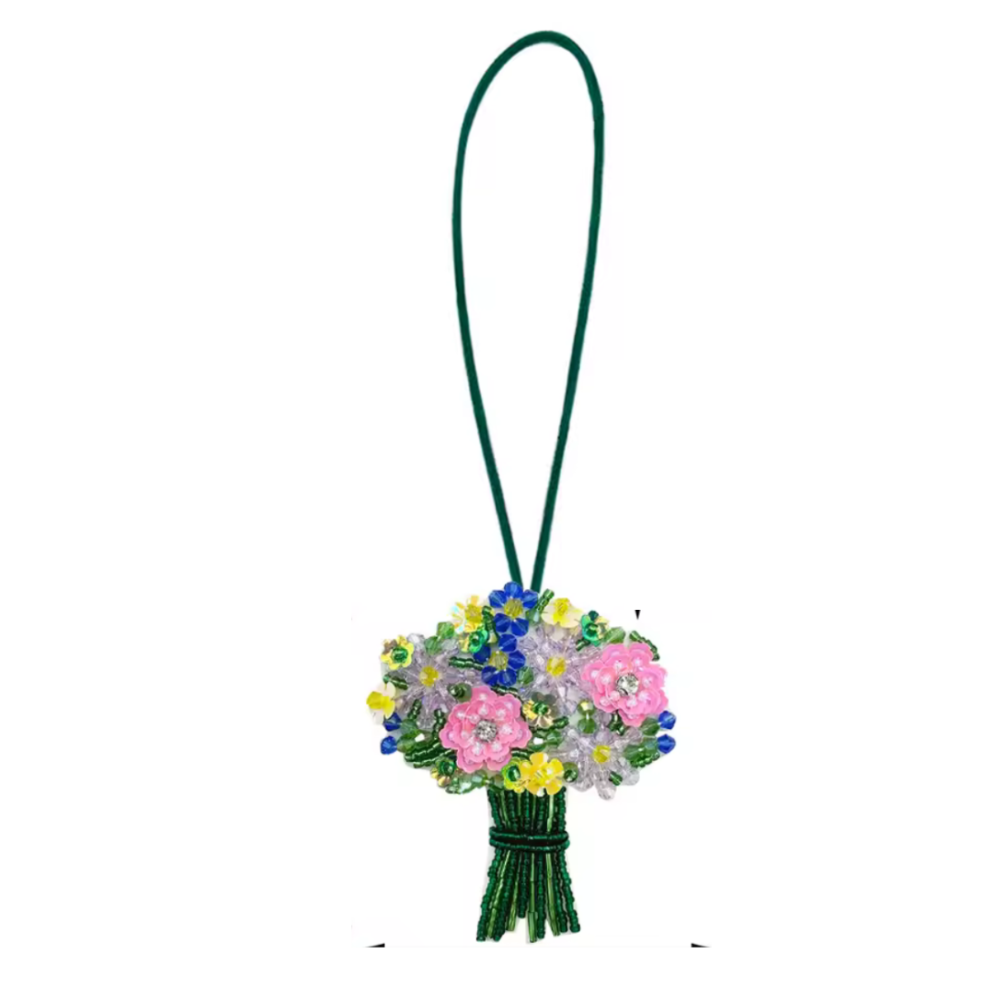 Flower Bouqet Beaded Bag Charm