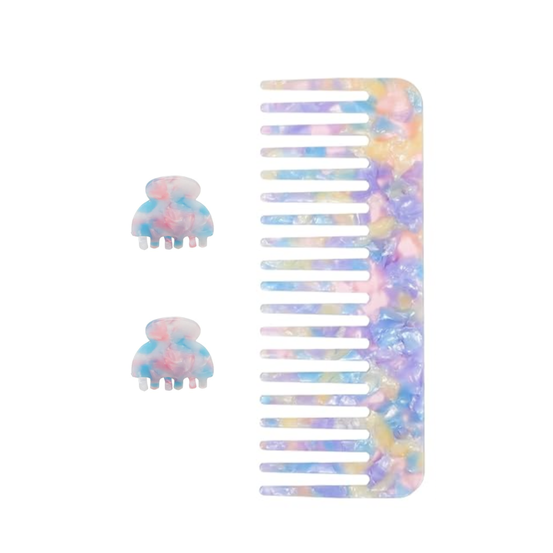 Tortoise Shell Comb & Clip Set in Biodegradable Acetate Cellulose