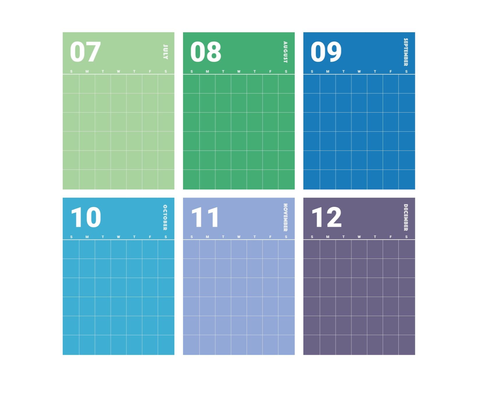6 Month Rainbow Wall Planner