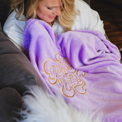 Take It Easy Plush Fleece Nap Blanket with Model
