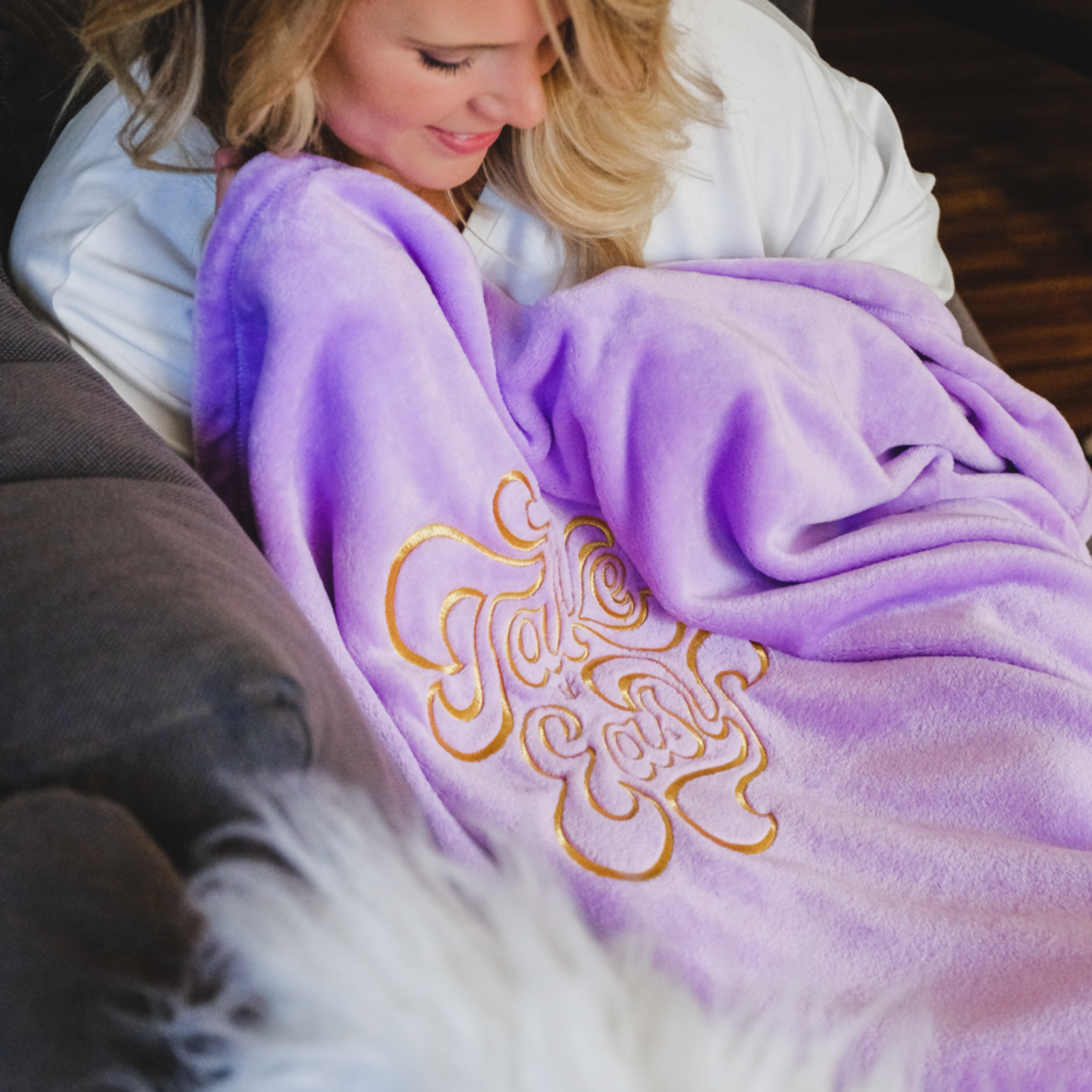 Take It Easy Plush Fleece Nap Blanket