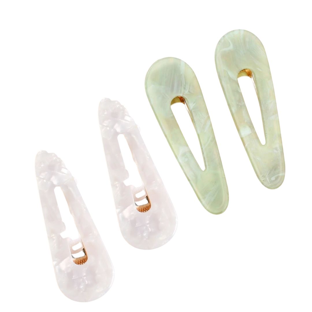 Set of Four Resin Clips - Pearl & Jade