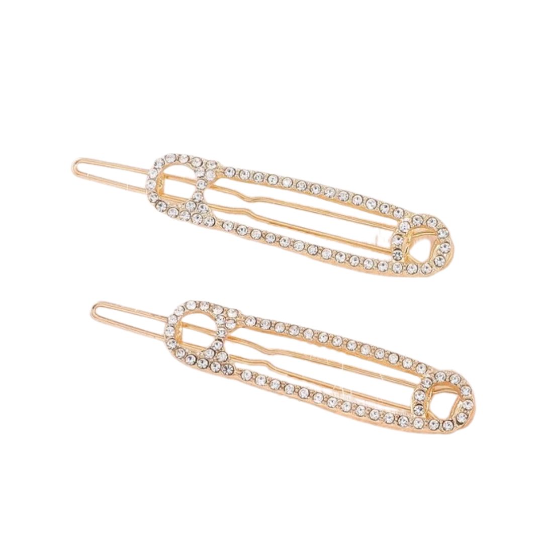 Set of Two Saftey Pin Bling Clips