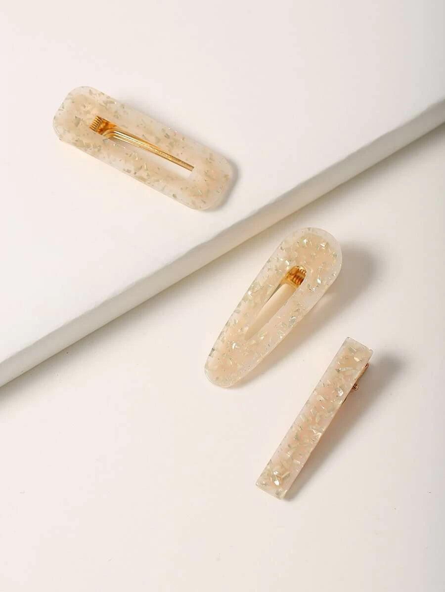 Set of Three Gold Sparkle Resin Clips