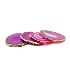 Agate Coaster Set - Pink/Gold
