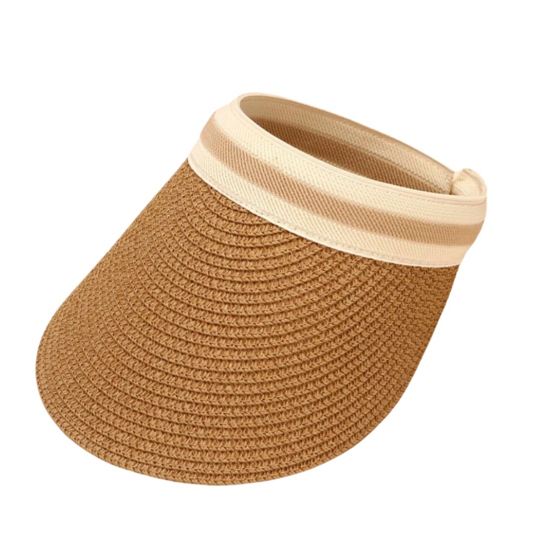 Striped Straw Visor Hat