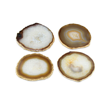 Agate Coaster Set - Brown/Gold