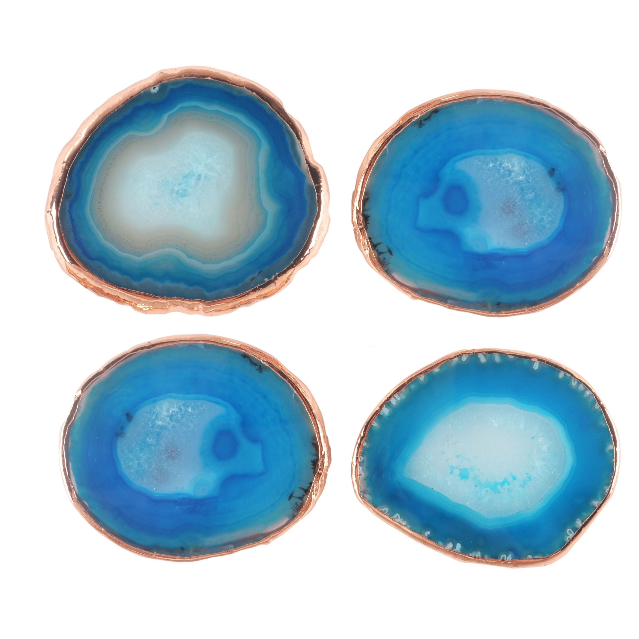 Agate Coaster Set - Blue/Gold