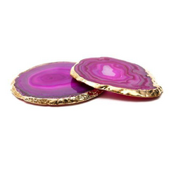Agate Coaster Set - Pink/Gold