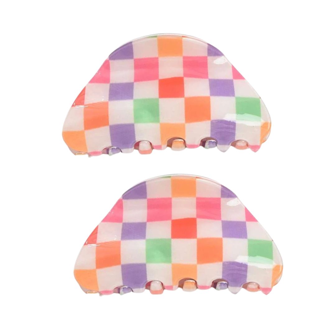 Set of Two Pastel Check Claws
