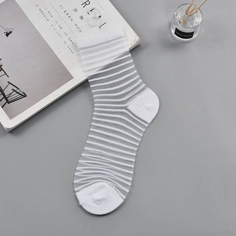 Horizontal Stripe Sheer Anklet Socks