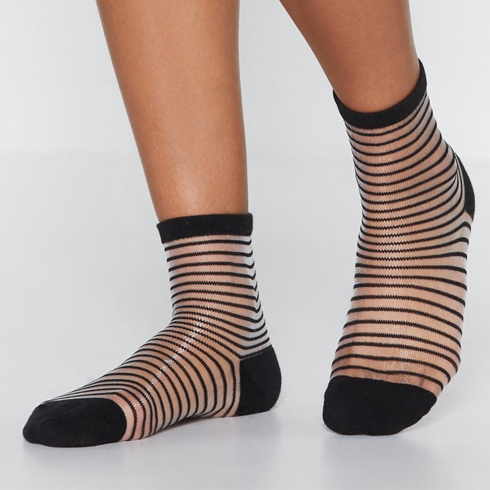 Horizontal Stripe Sheer Anklet Socks