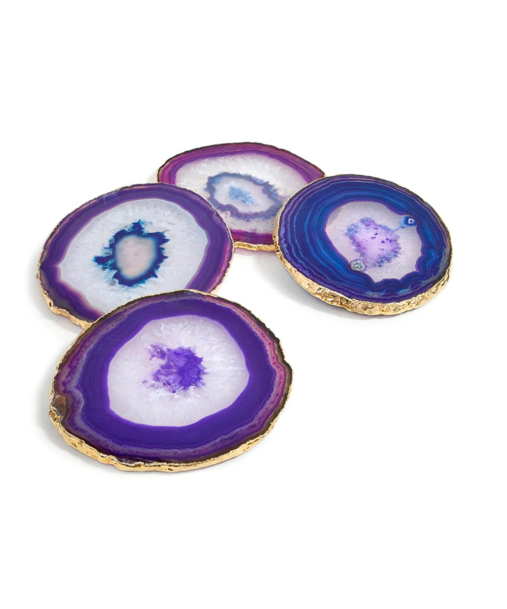Agate Coaster Set - Purple/Gold
