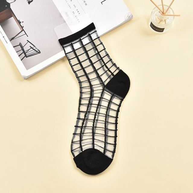 Windowpane Sheer Anklet Socks