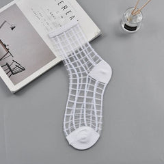 Windowpane Sheer Anklet Socks
