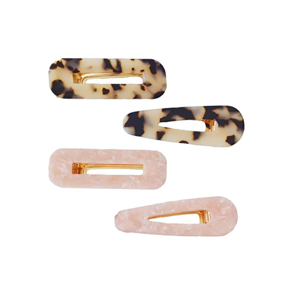 Resin Hair Clips - Tortoise & Pink