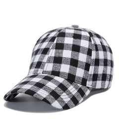 Checker baseball hat black and white